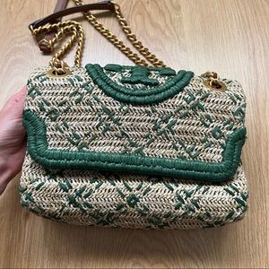 Tory Burch Fleming Soft Straw Small Shoulder Bag